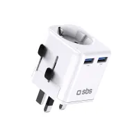 adapter podróżny sbs uniwersalny - eu 2xusb-a - biały