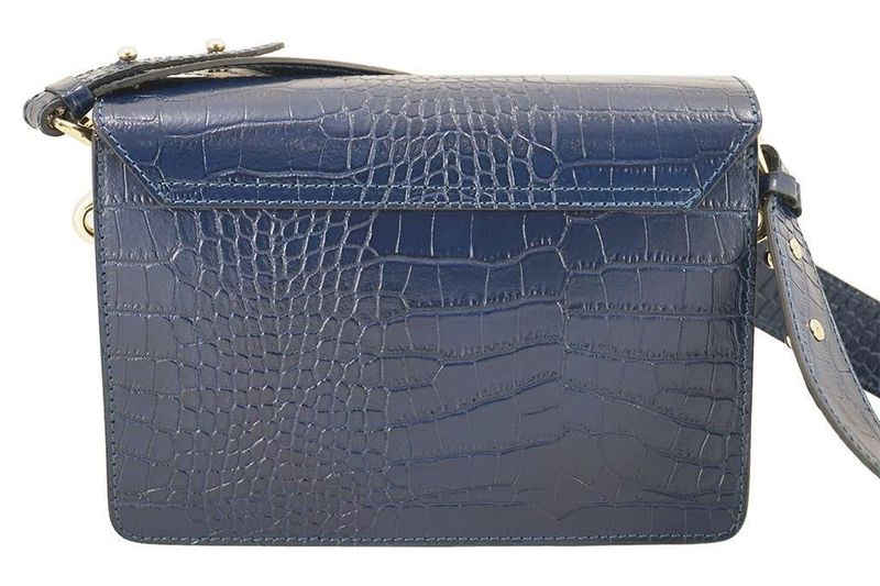 Modna torebka skórzana - CROCO - Brązowa zdjęcie 5