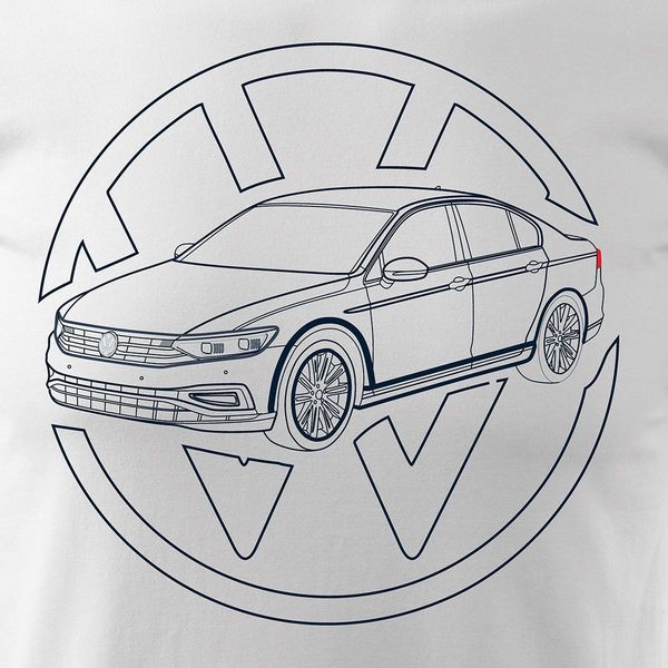 Koszulka z samochodem VW Passat męska biała REGULAR M zdjęcie 2
