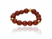 PIERŚCIONEK NA GUMCE KAMIEŃ NATURALNY CZERWONY LASPIS SIŁY WITALNE BÓLE