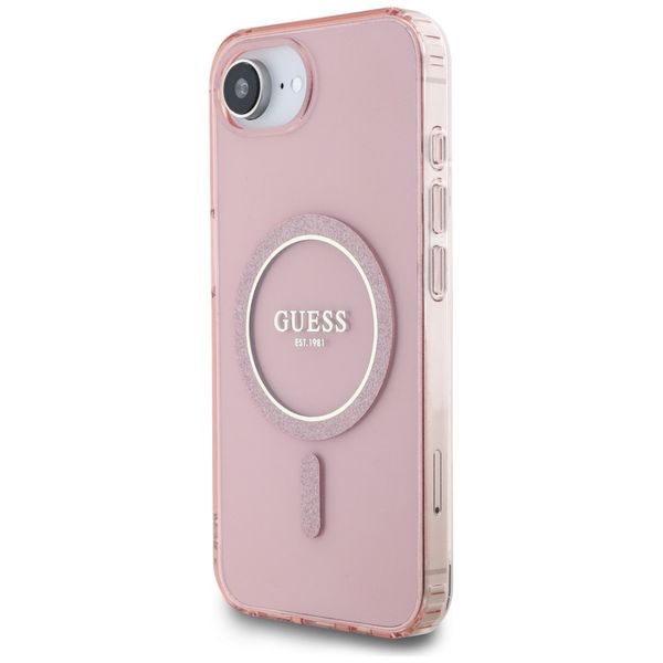 Etui Guess IML Glitter Circle MagSafe do iPhone 16e różowy zdjęcie 2