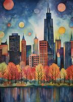 Plakat 13x18cm Panorama Malowniczego Miasta