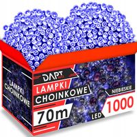 LAMPKI CHOINKOWE 1000 LED ZEWNĘTRZNE WEWNĘTRZNE NIEBIESKIE ŚWIĄTECZNE 70 M