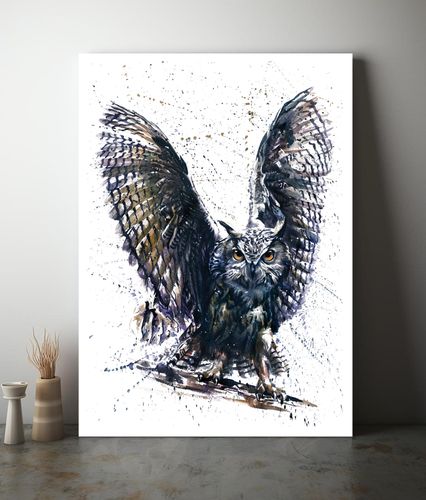 Plakat sowa abstrakcja akwarela 61x91 cm na Arena.pl