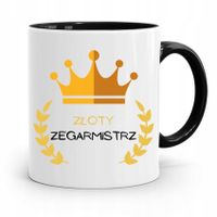 Kubek Czarny Dla Zegarmistrza Złoty Zegarmistrz Z Nadrukiem Ze Zdjęciem