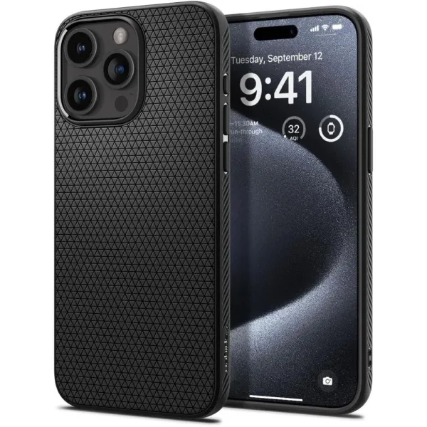 Etui Spigen Liquid Air na iPhone 15 Pro - czarny mat zdjęcie 1