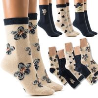 SKARPETKI DAMSKIE CIEPŁE SKARPETY ELEGANCKIE GRUBE MODNE WEŁNIANE