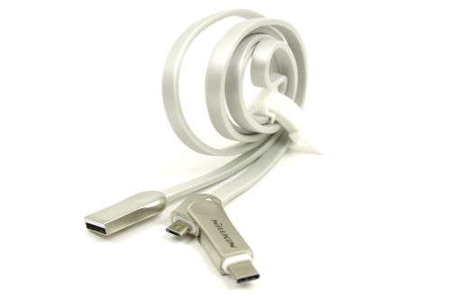 KABEL ŁADOWARKA MICRO USB TYP C USB-C 2W1 PŁASKI na Arena.pl