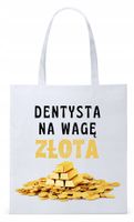 Dla Dentysty Stomatologa Torba Eco Biała Shopper Z Nadrukiem Ze Zdjęciem