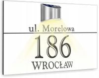 duża biała TABLICZKA ADRESOWA aluminowa numer domu 40x30 z lampką LED