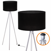 Lampa Podłogowa Trigni SREBRNA Styl Skandynawski abażur Czarny BEZBARWNY