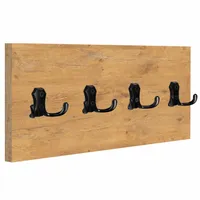 WIESZAK ŚCIENNY PANELOWY 4 MOCNE CZARNE HAKI LOFT 45x18CM DĄB LANCELOT