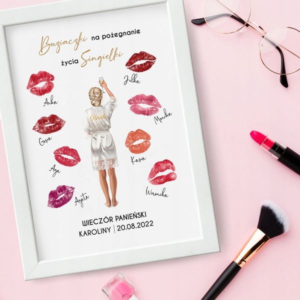 Ramka WIECZÓR PANIEŃSKI na odcisk ust PLAKAT A4 zdjęcie 3