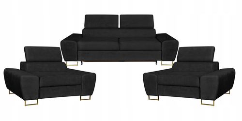 Zestaw mebli wypoczynkowych salon Bosso Sofa 2os fotele czarne na Arena.pl