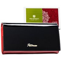 skórzany portfel damski w kolorze czarno-czerwonym