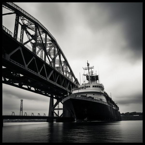 Plakat 90x90cm Statek przy Moście zdjęcie 2