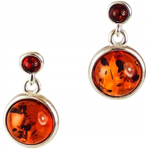 KOLCZYKI SREBRNE z Bursztynem DELIKATNE Wiszące Sztyft SREBRO 925 PREZENT na Arena.pl