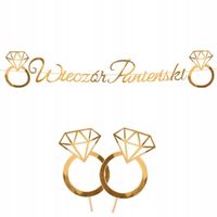 zestaw złotych papierowych dekoracji na wieczór panieński