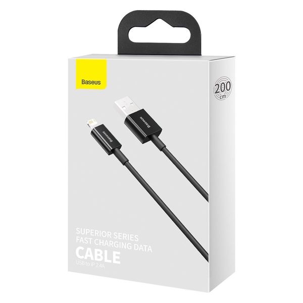 kabel usb do lightning baseus superior series, 2.4a, 2m (czarny) zdjęcie 11