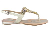 Białe sandały damskie z cyrkoniami płaskie buty 37