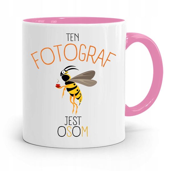 Kubek Różowy Dla Fotografa Jest Osom Prezent Z Nadrukiem Ze Zdjęciem zdjęcie 1