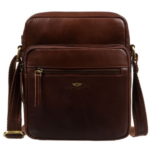 miejska torba męska ze skóry naturalnej w brązowym kolorze, zawieszona na Arena.pl