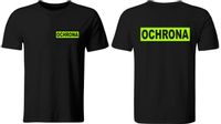 KOSZULKA OCHRONA Z NADRUKIEM FLUO, CZARNA, ROZ. XL