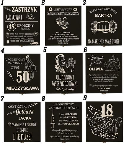Zastrzyk gotówki prezent na urodziny 18 30 40 50 60 śmieszny pudełko grawer na Arena.pl
