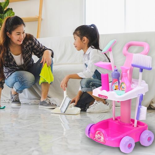 ZESTAW DO SPRZĄTANIA NA WÓZKU Z ODKURZACZEM DŹWIĘK SZCZOTKA MOP DLA DZIECI na Arena.pl