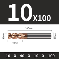 Frez TiSiN 4 ostrza Z-4 do stali nierdzewnej do 55HRC Roz. Ø10x40x10Dx100L