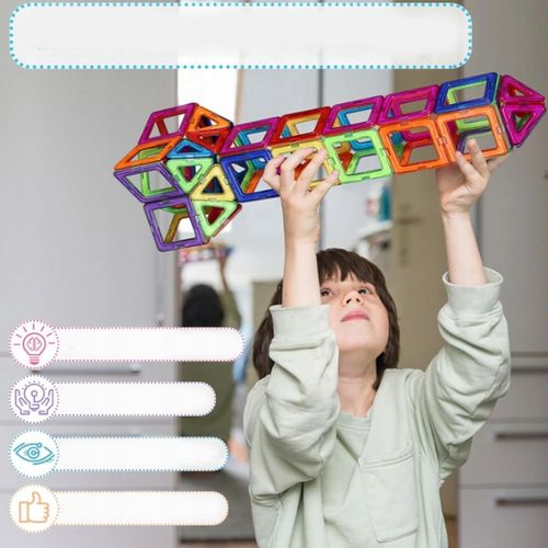 MAGNETYCZNE KLOCKI KONSTRUKCYJNE, ZESTAW 105 PŁYTEK MAGNETYCZNYCH, PREZENT na Arena.pl