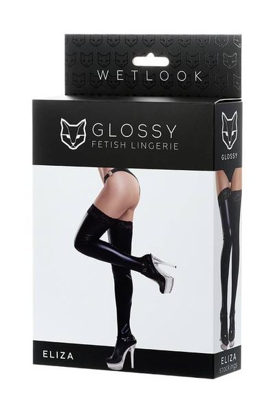 Zmysłowe Pończochy Z Ekoskóry Wet Look - Glossy Eliza Stockings S zdjęcie 4