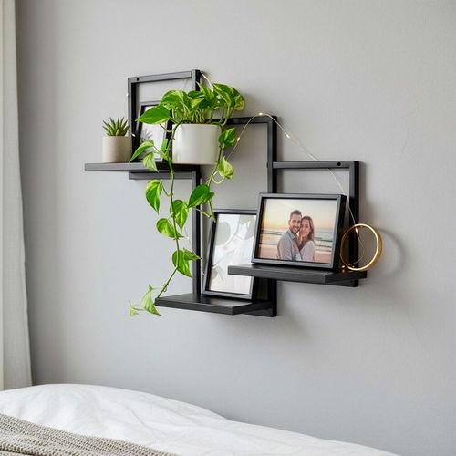 Półka ścienna, potrójna uniwersalna 57,5x21x50 cm wisząca, czarna na Arena.pl