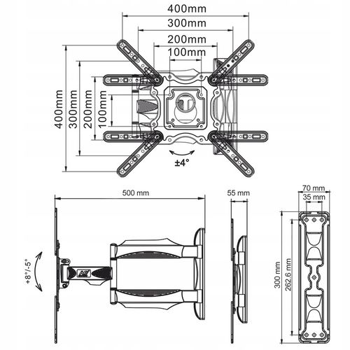 Markowy Obrotowy Uchwyt TV do Telewizorów 32'-55' Wysoka jakość Cert. TUV na Arena.pl