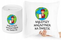 Dla Magazyniera Zestaw Poduszka + Skarbonka Z Nadrukiem Ze Zdjęciem