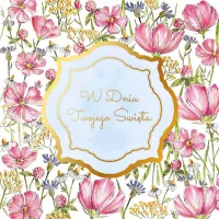 Karnet Kw W Dniu Twojego Święta Kwiaty Niebieski