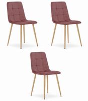 Krzesło tapicerowane różowe KARA aksamit 3 szt loft nowoczesne kuchnia