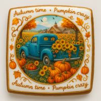 CIASTKO LUKROWANE SUNFLOWERS PUMPKINS ROZ.L KWADRAT JESIEŃ RĘCZNIE ROBIONE