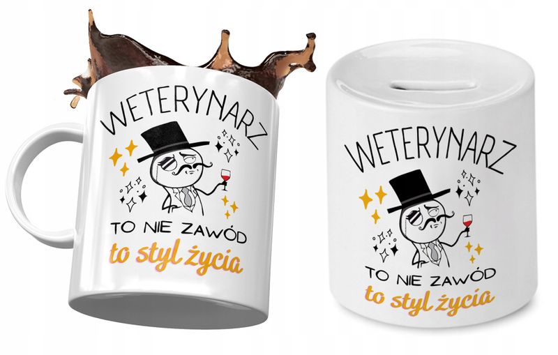 Dla Weterynarza Zestaw Kubek + Skarbonka Prezent Z Nadrukiem Ze Zdjęciem zdjęcie 1