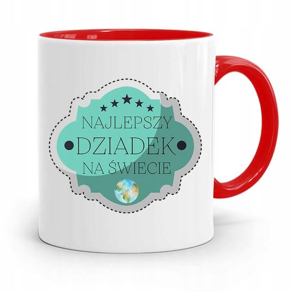 Kubek Czerwony Prezent Dziadka Najlepszy Dziadek Z Nadrukiem Ze Zdjęciem zdjęcie 1