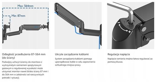 BONTEC GWM02 UCHWYT NA DWA 2 MONITORY 13-27" ŚCIENNY DO 8 KG na Arena.pl