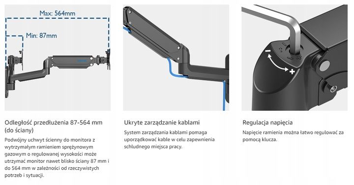 BONTEC GWM02 UCHWYT NA DWA 2 MONITORY 13-27" ŚCIENNY DO 8 KG zdjęcie 5