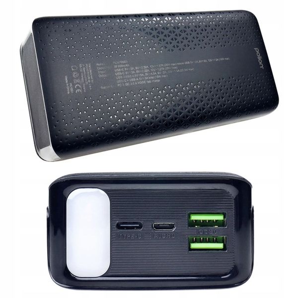 Powerbank POLION Szybkie Ładowanie 22.5W 30000mAh USB-C USB-A PD3.0 QC3.0 zdjęcie 6