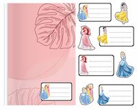 NAKLEJKI NA ZESZYT ZESZYTY NALEPKA 8szt - KSIĘŻNICZKI WZORY Z BAJEK+ GRATIS