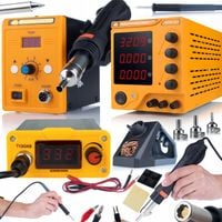 ZESTAW SERWISOWY ZASILACZ LABORATORYJNY 30V 10A STACJA HOT-AIR GROTÓWKA T12