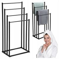 STOJAK CZARNY NA RĘCZNIKI WIESZAK STOJĄCY PODŁOGOWY ŁAZIENKOWY 4