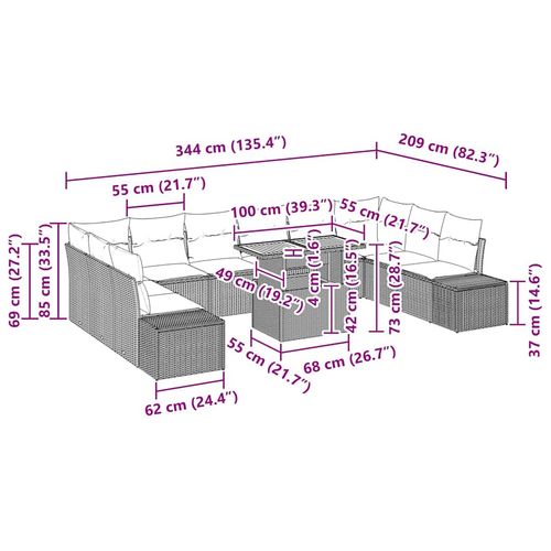 Zestaw Sof na Ogród 11 pcs Szary i brązowy 100 x 55 x 73 cm na Arena.pl