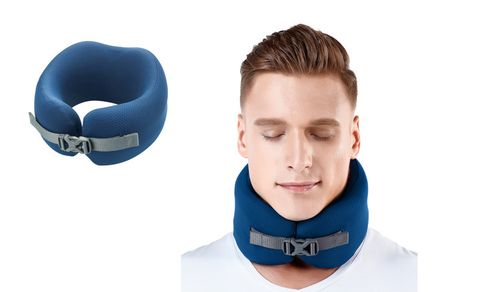 Poduszka podróżna EASY NAP średnia niebieska + opaska na oczy na Arena.pl