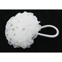 gumki do włosów pompon + cyrkonie białe 10szt.  g7905