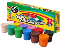 Trwałe farby plakatowe do malowania po różnych powierzchniach 12 kolorów